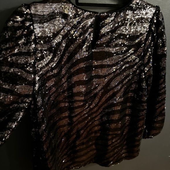 NWT the limited black zebra sequin blouse | size large - Picture 4 of 7